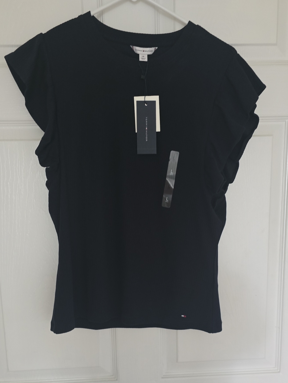 Tommy Hilfiger Black Ruffle Sleeve Top